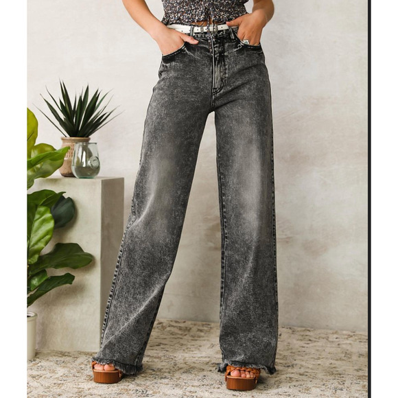 KanCan Denim - Kancan high rise gray 90s wide leg flare jeans size 31x30